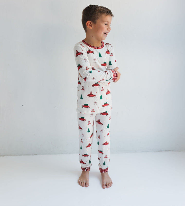 In My Jammers - Holly Jolly Cruisers Two-Piece PJ Set in White