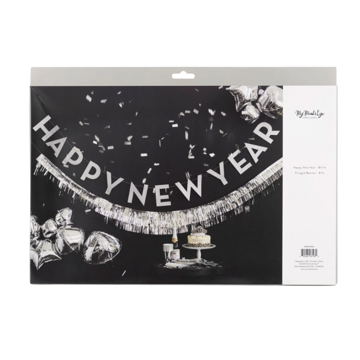 Happy New Year Fringe Dual Banner in Silver