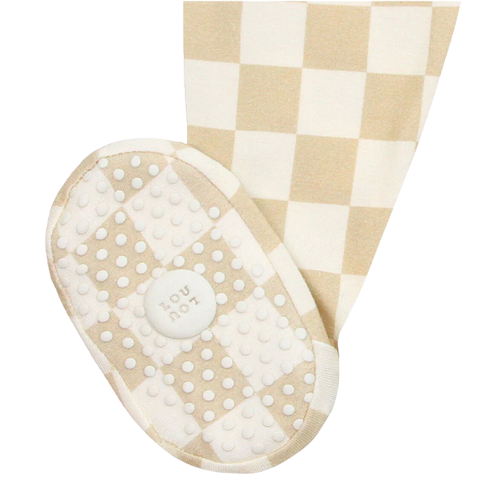 Lou Lou & Co - Austin Zipper Footies in Ivory/Tan Checks