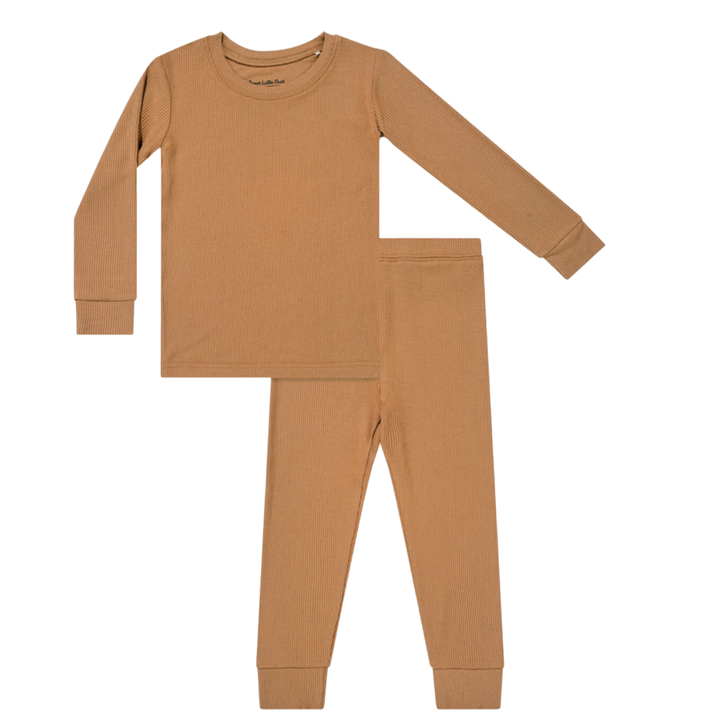 Brave Little Ones - Bamboo Two-Piece Set in Ribbed Camel