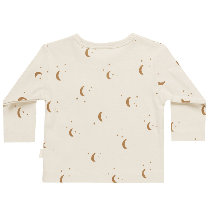 Quincy Mae - Long Sleeve Pocket Tee in Natural w/ Moons (18-24mo)