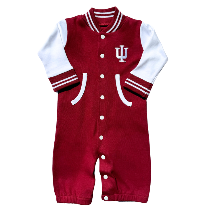 Indiana University Newborn Varsity Convertible Romper in Crimson