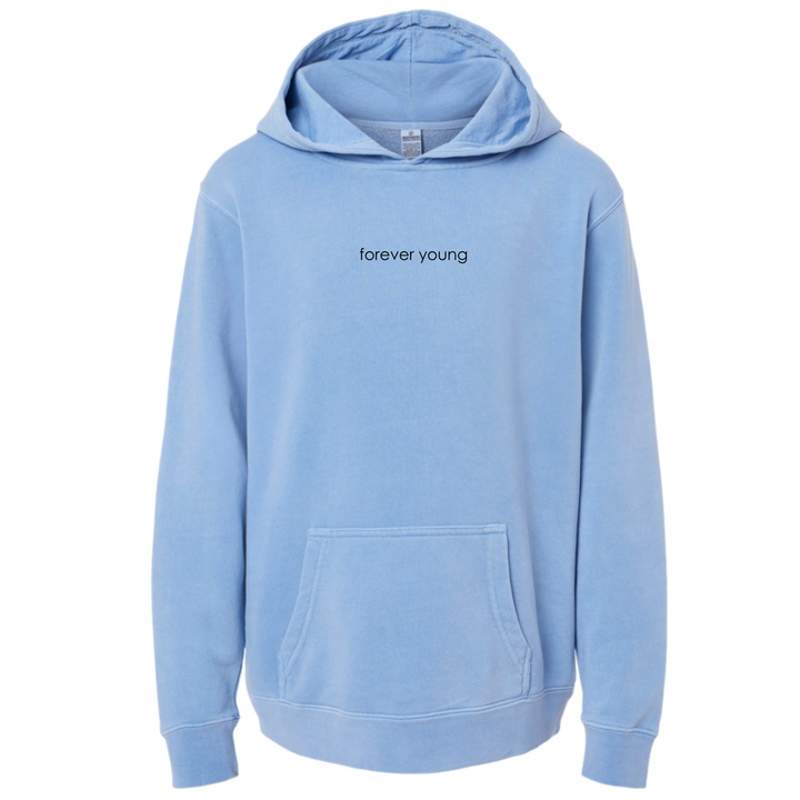 Roman & Leo - Boys FOREVER YOUNG Pigment Dyed Hoodie in Sky (M 10-12 and L 14-16)