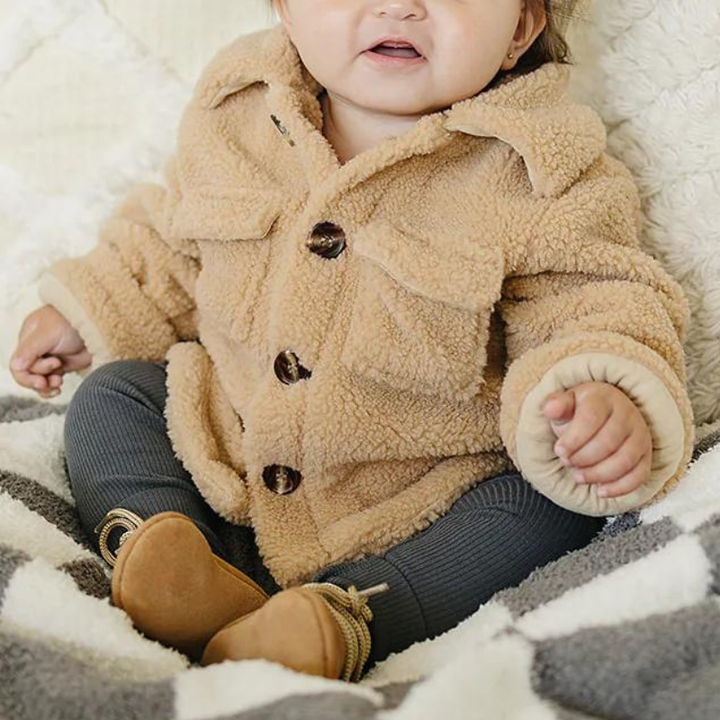 Mebie Baby - Sherpa Shacket in Tan