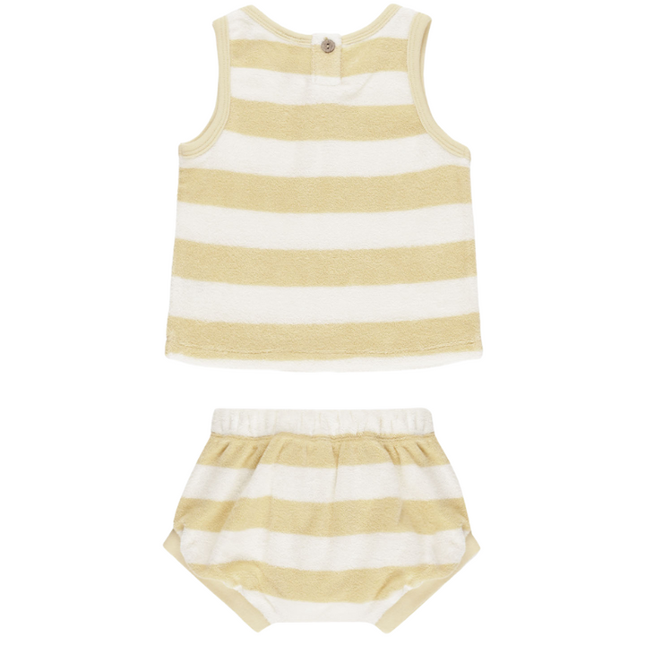 Quincy Mae - Terry Tank Short Set in Yellow Stripres