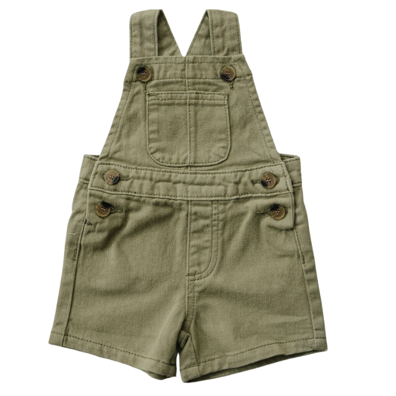 Boys baby twill overalls in army green