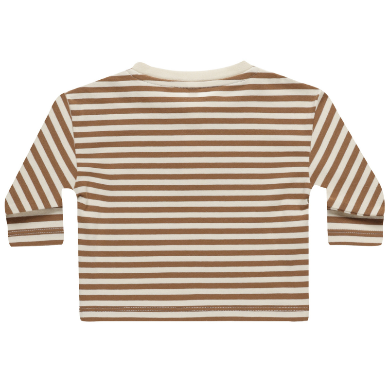 Quincy Mae - Long Sleeve Henley in Cinnamon Stripes (3-6mo)