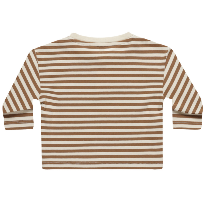 Quincy Mae - Long Sleeve Henley in Cinnamon Stripes