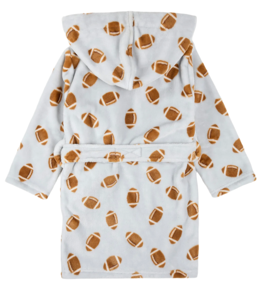 Petit Lem - Plush Hooded Foodball Robe in Light Grey