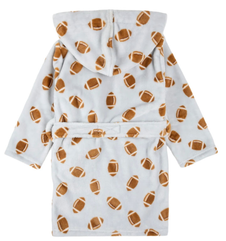 Petit Lem - Plush Hooded Foodball Robe in Light Grey