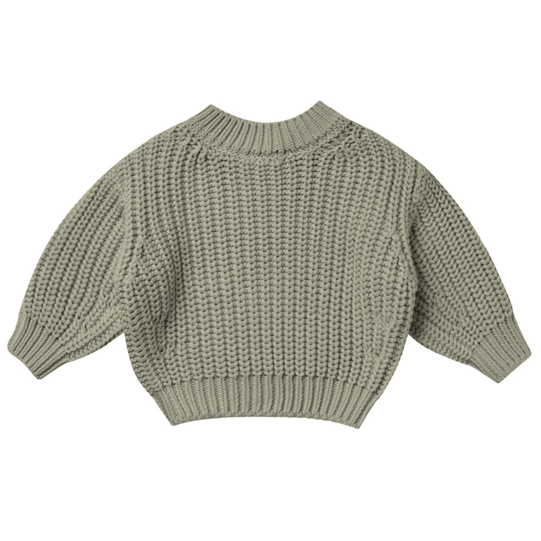 Quincy Mae chunky knit sweater in basil