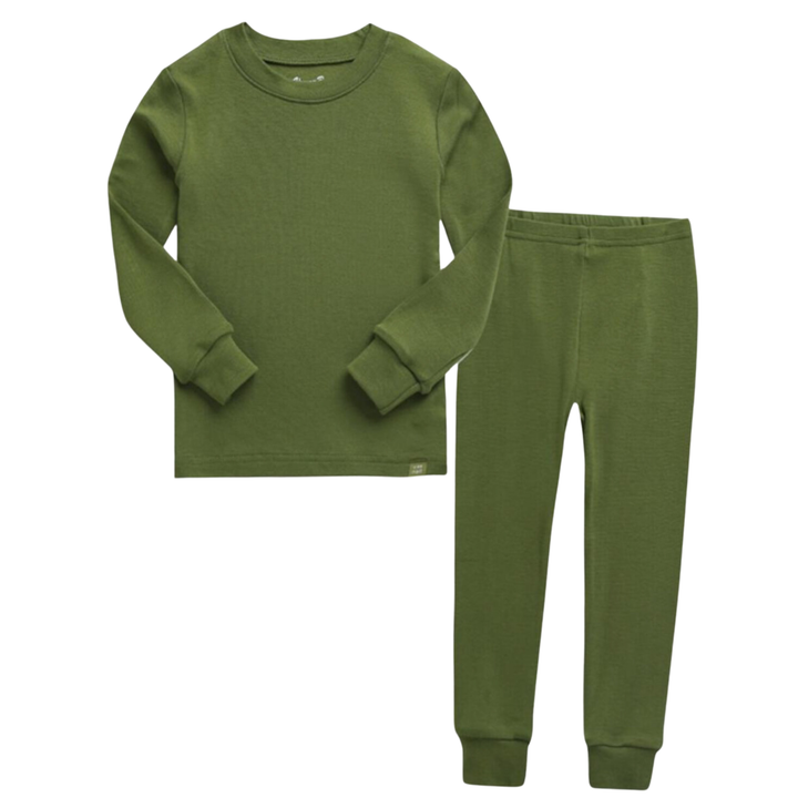 Basic Kids Modal Pajamas in Olive