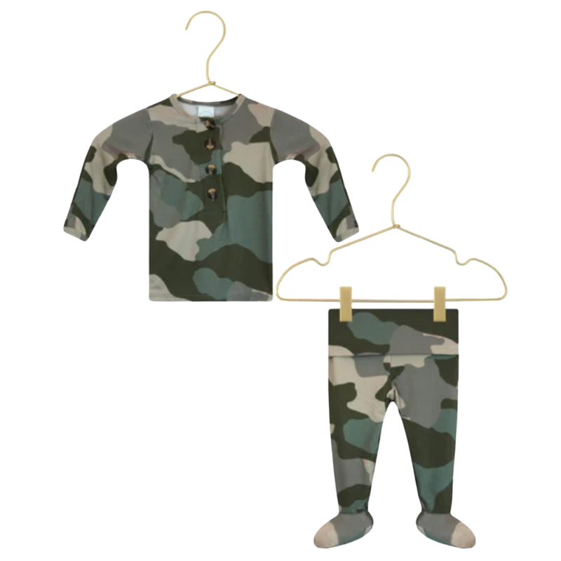 Lou Lou & Co - Infant Roger Top + Bottom Set in Camo