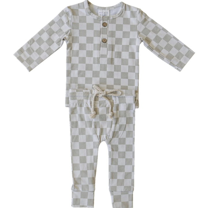 Mebie Baby - Two-Piece Pocket Set in Taupe Checkers