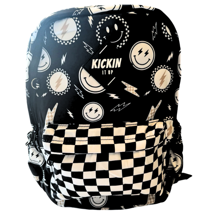 Kickin It Up - Rad Vibes Backpack in Black/White - Two Sizes