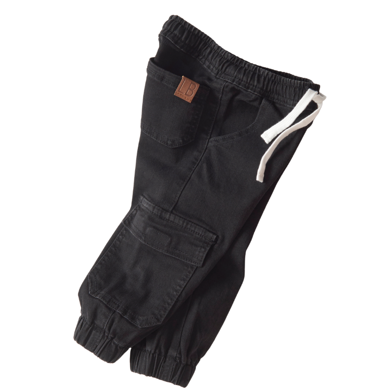 Little Bipsy - Cargo Denim Joggers in Black Wash