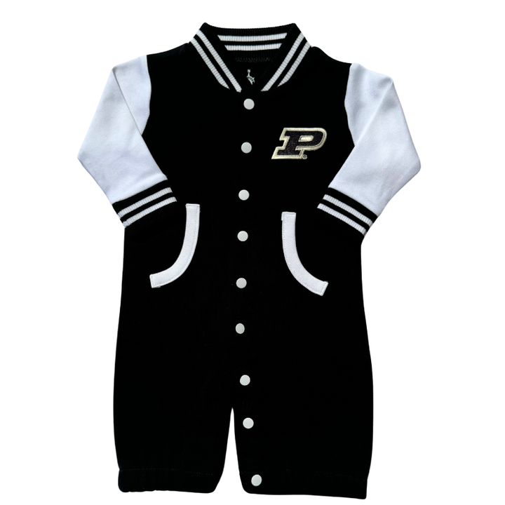 Purdue University Newborn Varsity Convertible Romper in Black (NB-3mo)