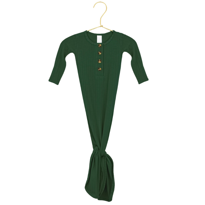 Lou Lou & Co - Infant Lane Ribbed Knotted Gown in Hunter Green