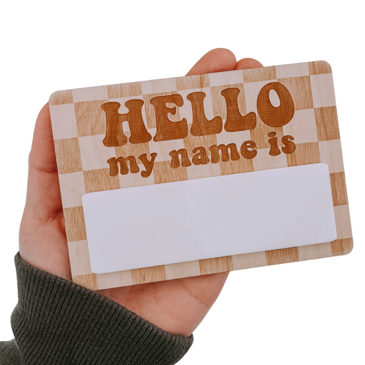 Sugar Koated Designs - Hello My Name Is Birthday Announcement Wood Sign