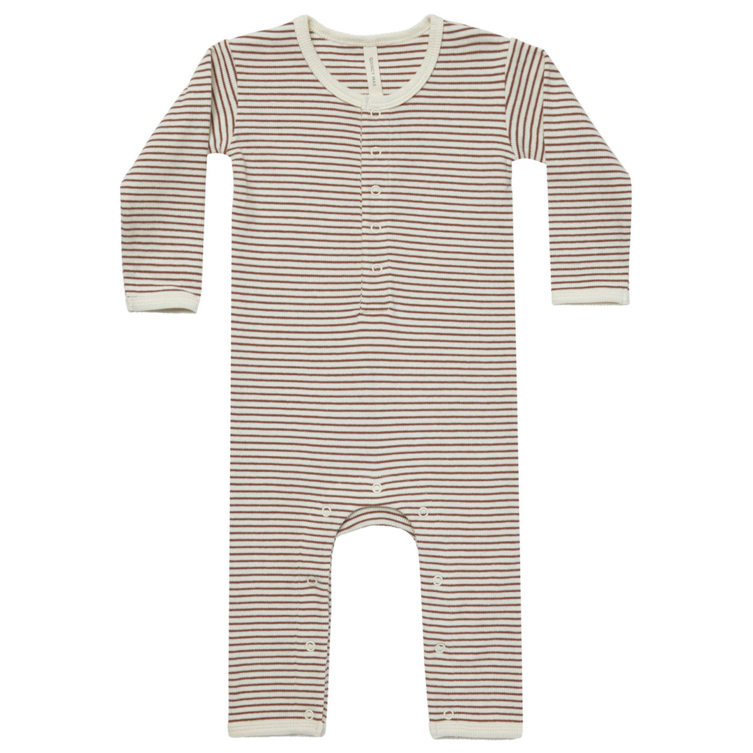 Quincy Mae - Ribbed Baby Jumpsuit in Plum Stripe