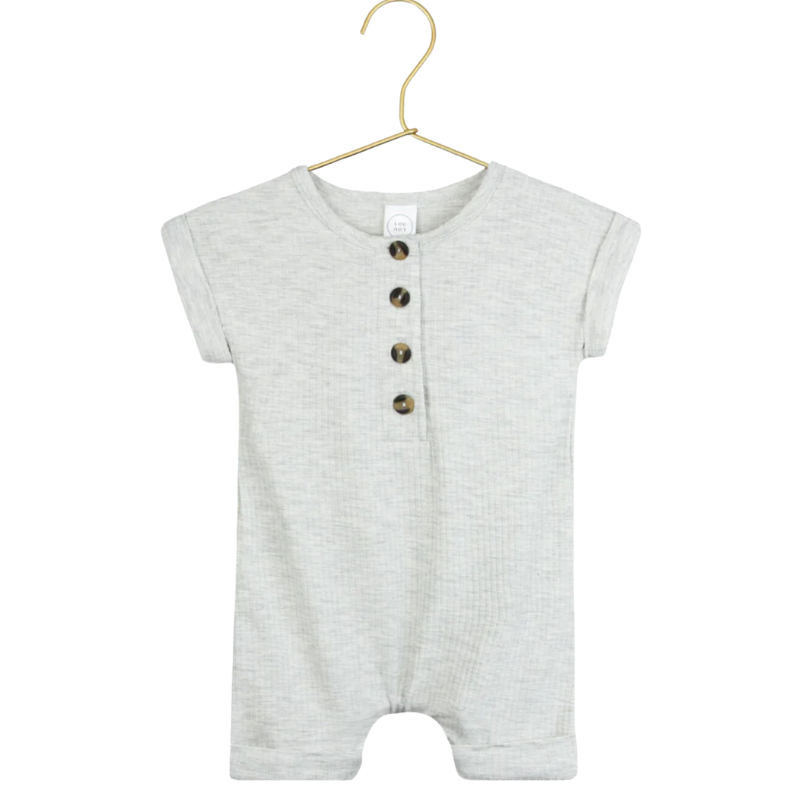 Lou Lou & Co - Infant Stevie Ribbed Romper in Light Heather Grey