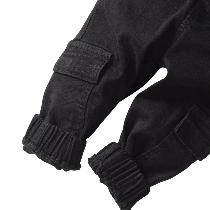 Little Bipsy - Cargo Denim Joggers in Black Wash