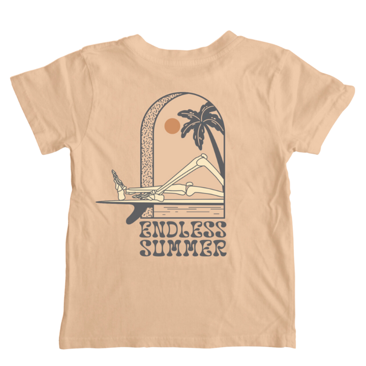 Tiny Whales - Endless Summer (front/back graphic) Tee in Toast (4T)