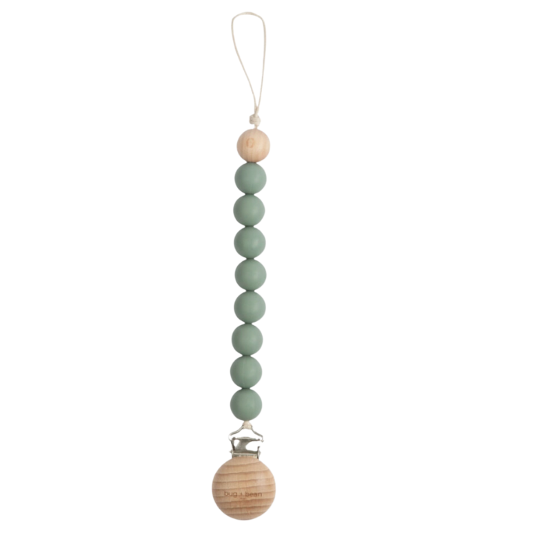 Silicone and Beech Wood Pacifier Clip - 4 colors available