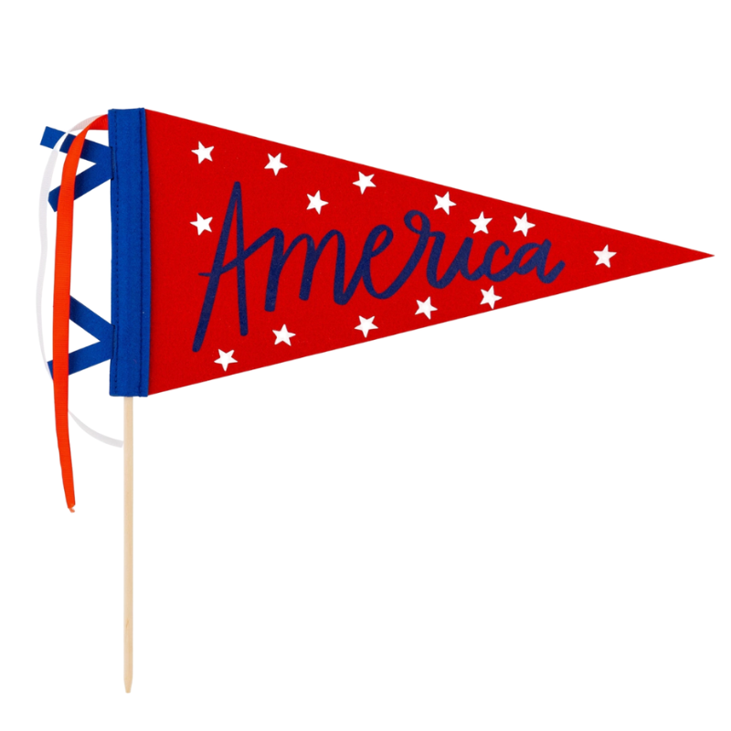 America felt banner in red