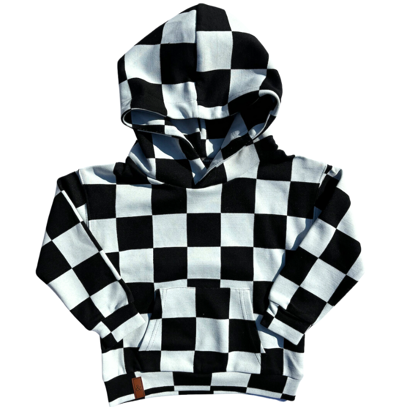 Ampersand Avenue kids black and white checkered sweatshirt
