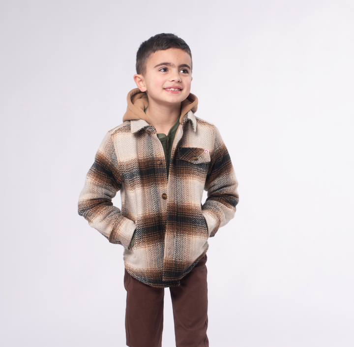 Appaman - Boys Glen Hooded Shirt Jacket in Golden Plaid