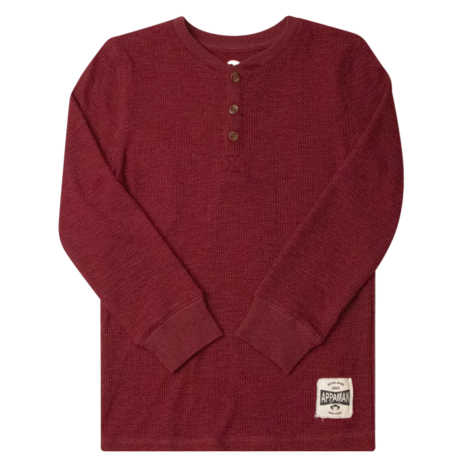 Appaman Cranberry thermal henley for boys