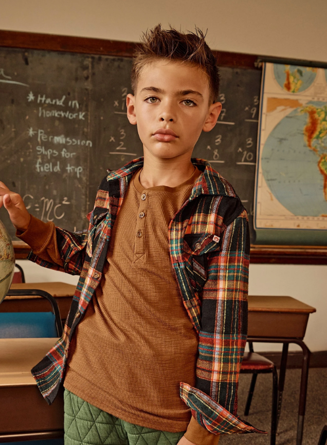 Appaman boys thermal henley British Khaki