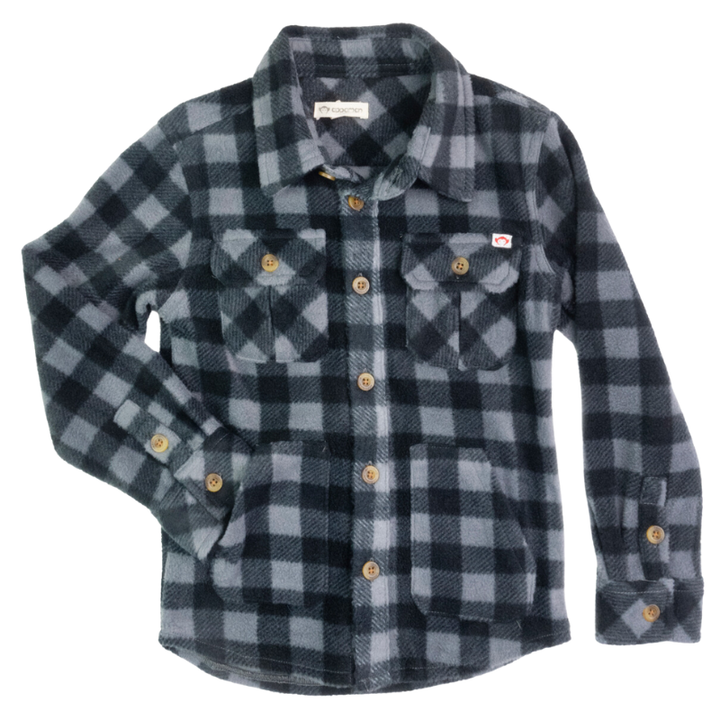 Appaman snow fleece shirt in grey black check