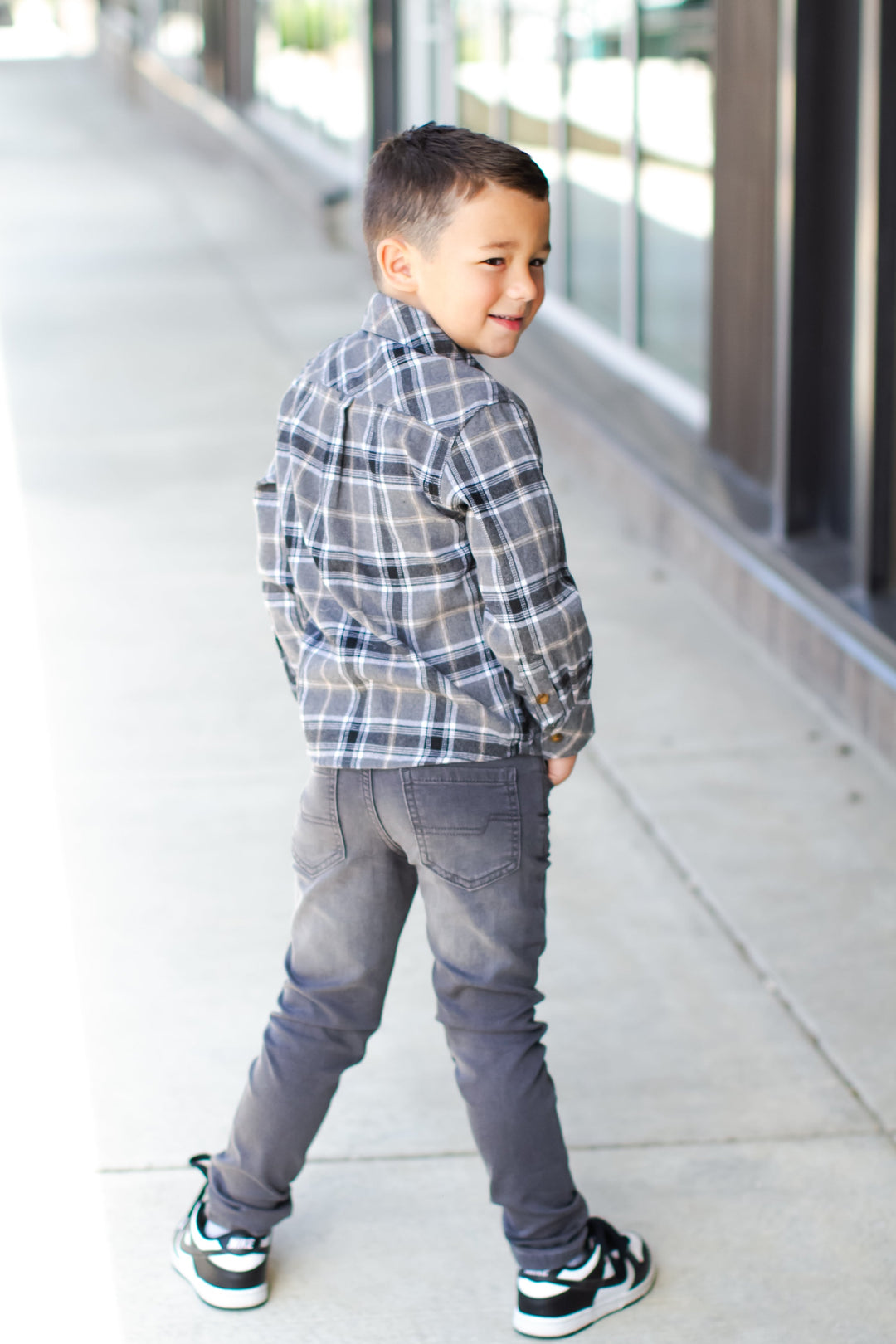 Appaman - Boys Flannel Shirt in Greige Plaid