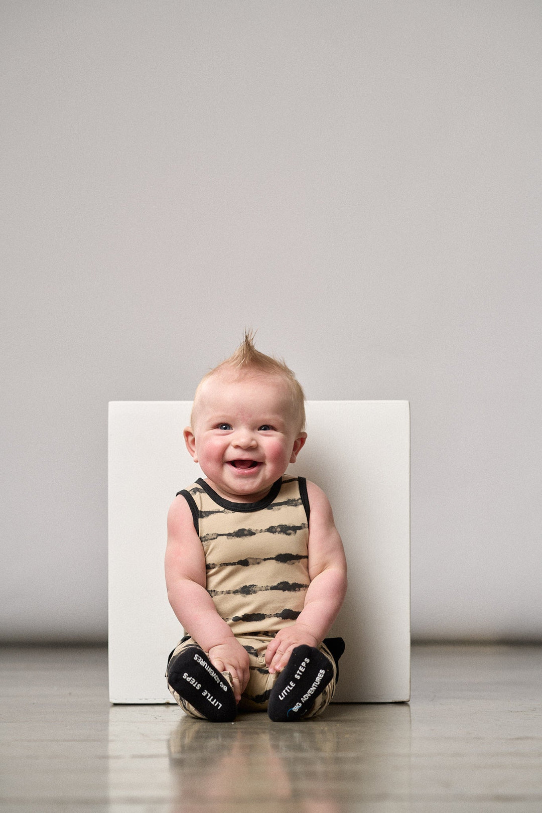 Baby Boy Little Bipsy Static Stripe Tank Romper