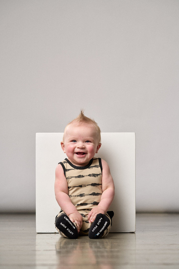 Baby Boy Little Bipsy Static Stripe Tank Romper