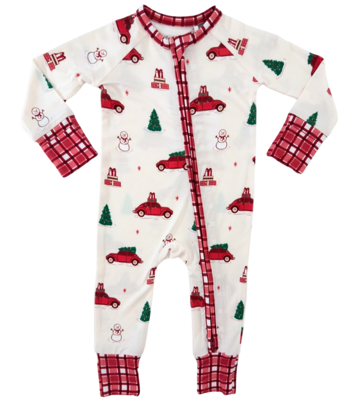 Baby Christmas pajamas with festive holiday cars