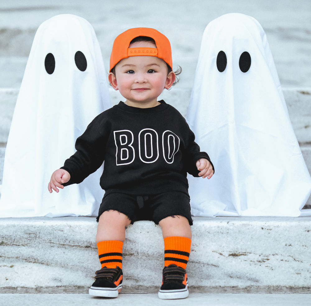 Baby boy Halloween black BOO sweatshirt