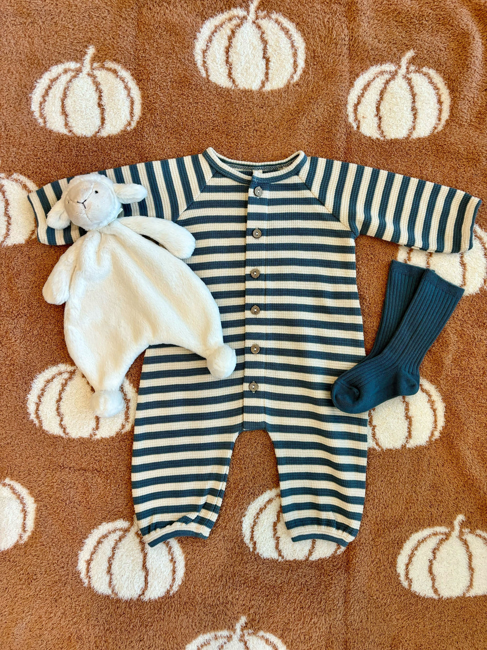 Baby boys blue striped organic cotton romper