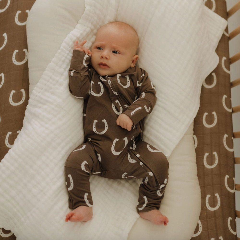 Baby horseshoe pajamas in brown 