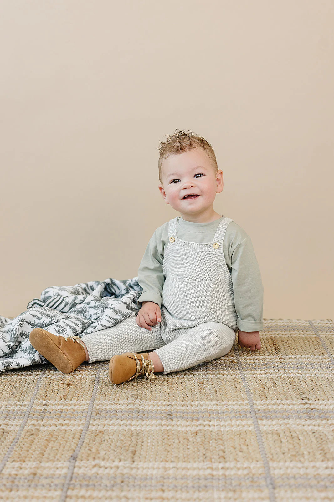 baby boy knit overalls cream