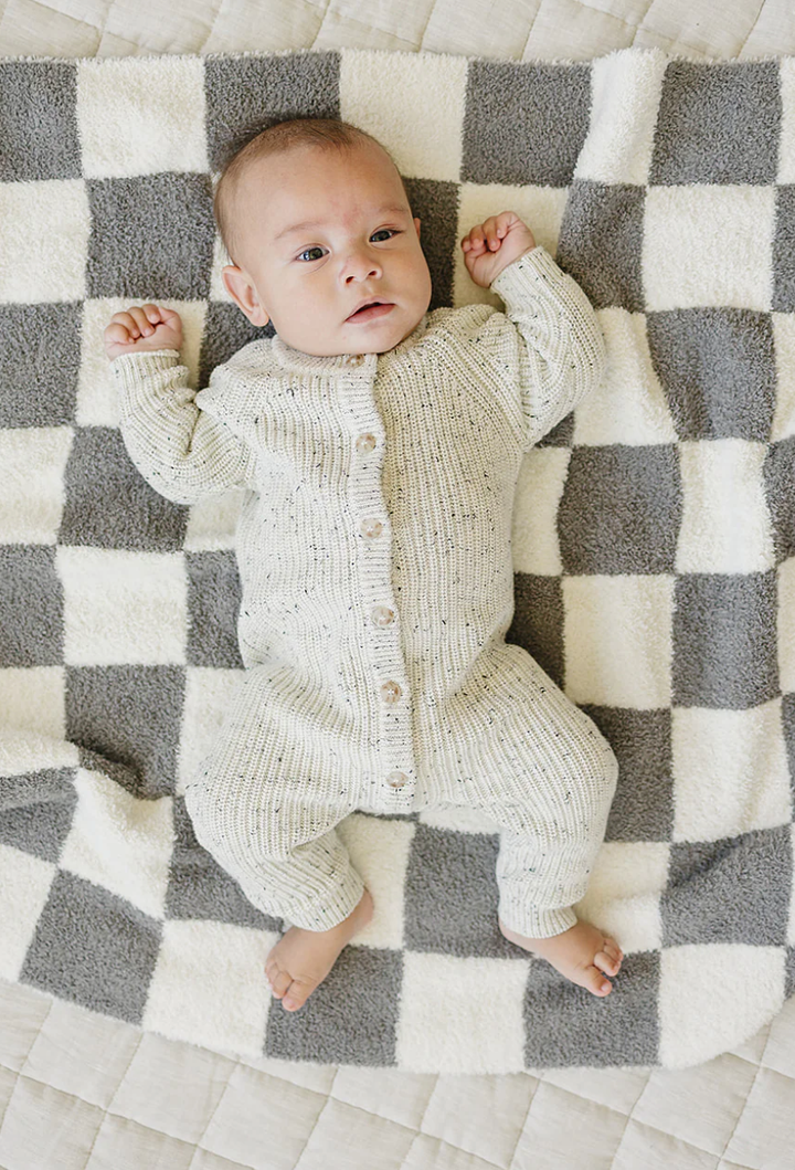 Baby knit romper with buttons