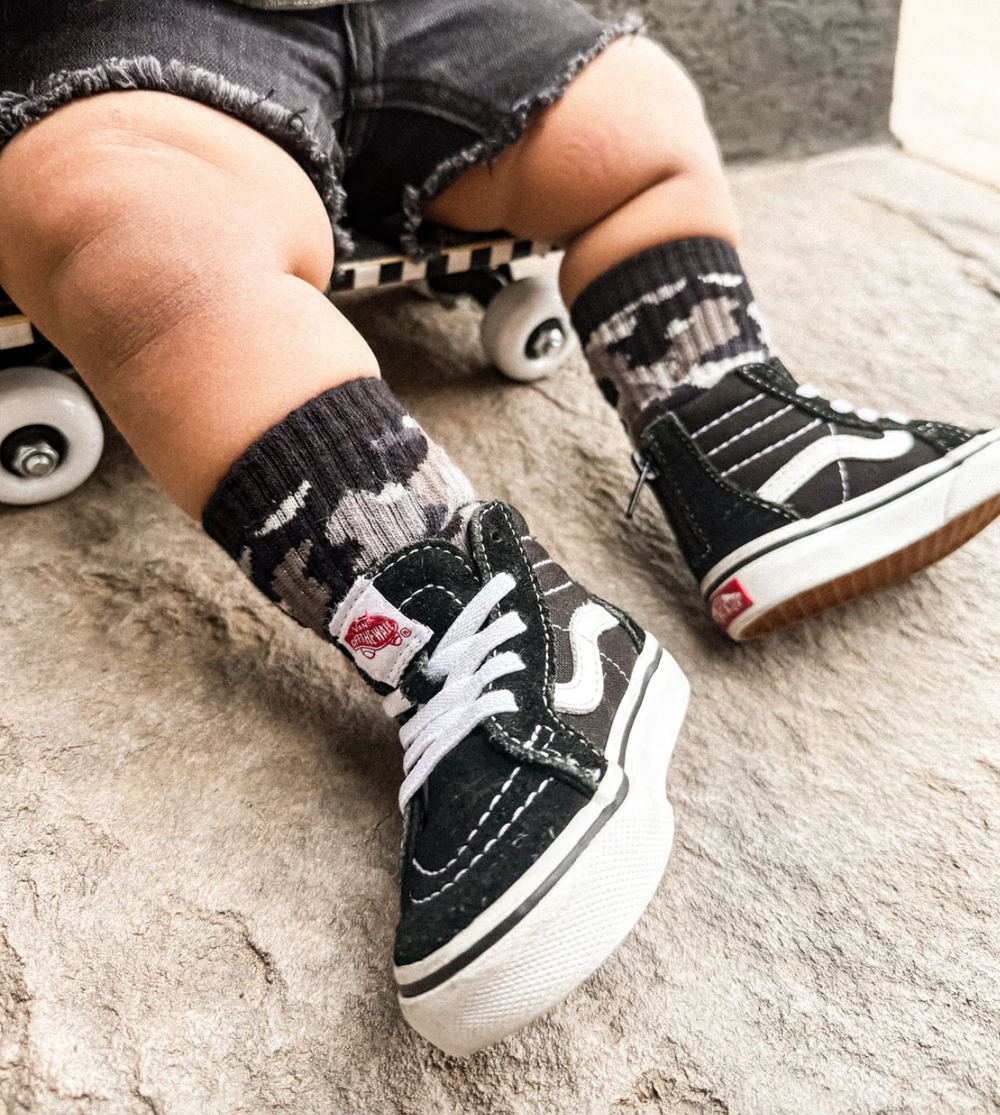 Black white grey camo socks for kids