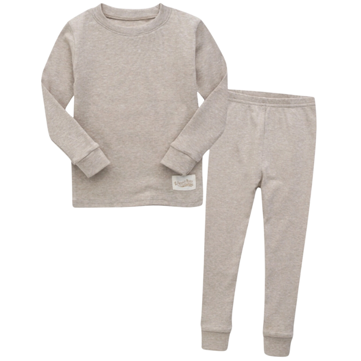 Basic Kids Modal-Mix Pajamas in Heathered Tan