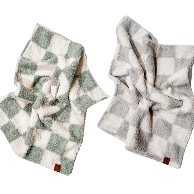 Little Bipsy - Plush Toddler Checkered Blanket - 2 Colors Available