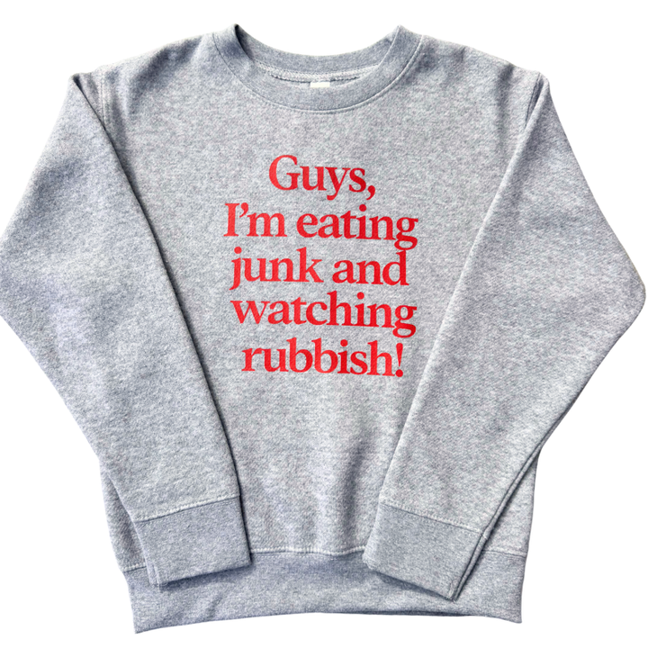 Holland Ave - Eating Junk and Watching Rubbish Kids Sweatshirt in Heather Grey