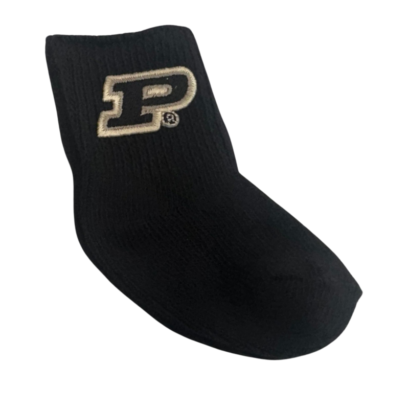 Purdue embroidered baby socks