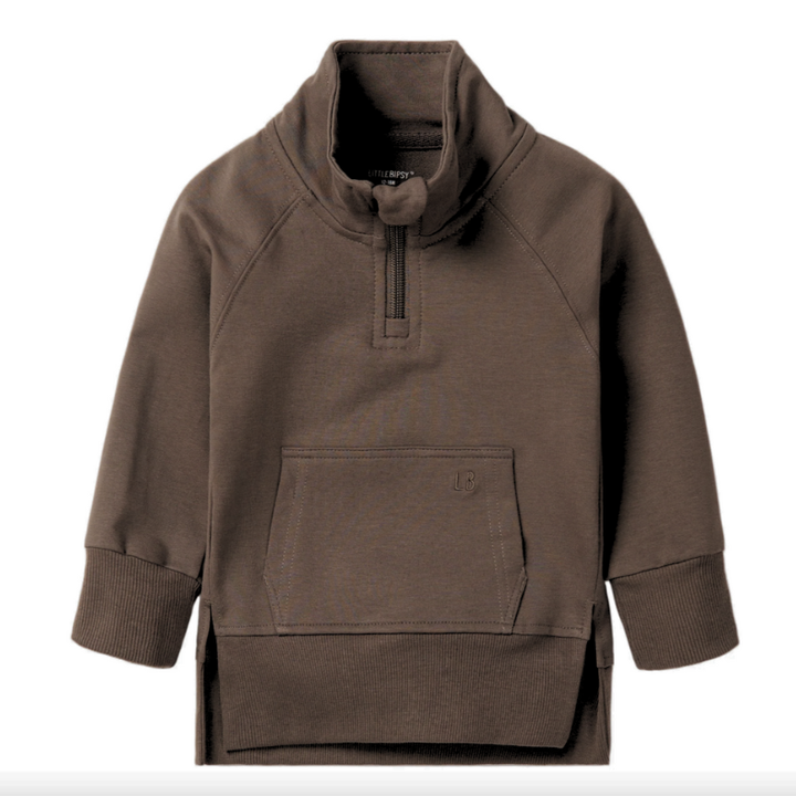 Little Bipsy - Quarter Zip Pullover in Cocoa
