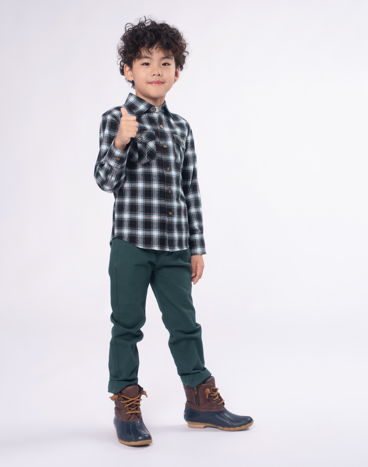 Boys Appaman black check flannel